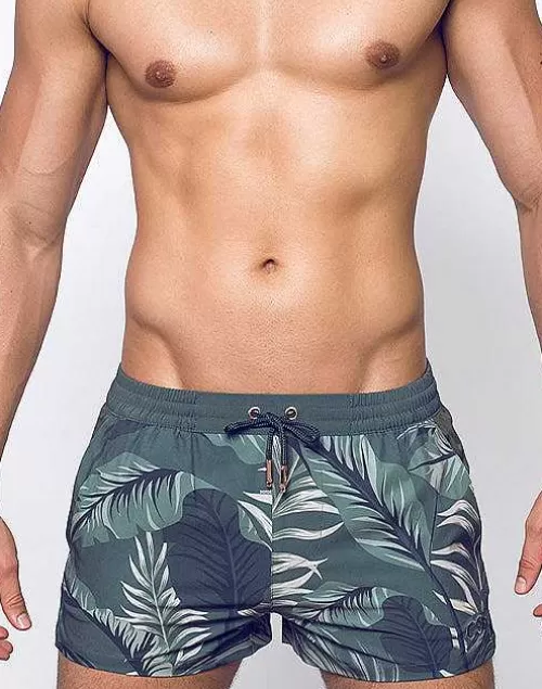 S50 Print Shorts-Forest Green Hawaiian Print^2EROS Cheap